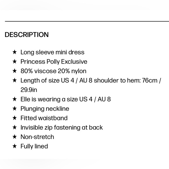 NWT Princess Polly Nara Mini Dress Cream US 2 - Picture 5 of 6